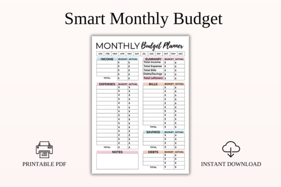 Download Smart Monthly Budget Planner Printable - Budget planner Collection
