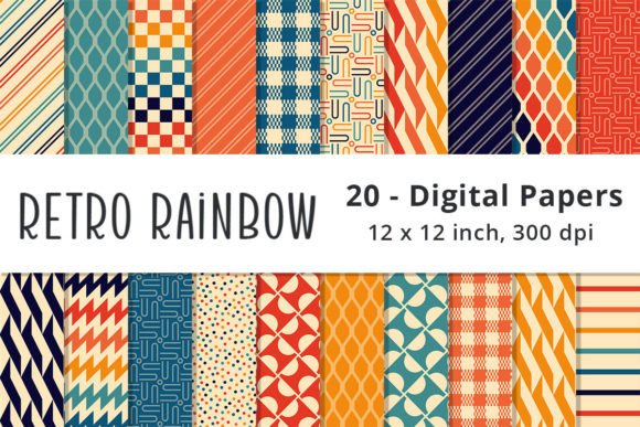 Download Retro Rainbow Orange and Blue Patterns - Patterns Collection
