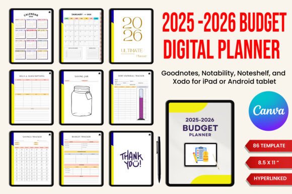 Download Digital 2025-2026 Budget Planner Canva - Budget planner Collection