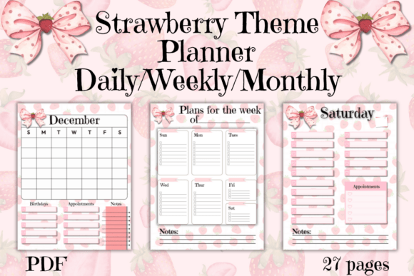 Download Strawberry Theme Digital Planner PDF - Digital planner pdf Collection