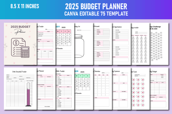 Download 2025 Budget Planner Canva KDP - Budget planner Collection