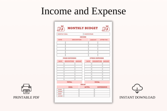 Download Monthly Income and Expense Sheet PDF - Premium Resources