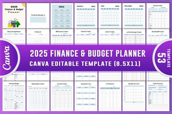 Download 2025 Finance &amp; Budget Planner Canva KDP - Budget planner Collection
