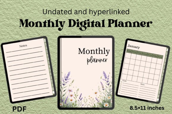 Download Undated Monthly Digital Planner PDF - Digital planner pdf Collection