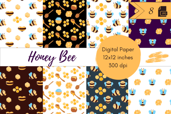 Download Honey Bee Seamless Patterns - Patterns Collection