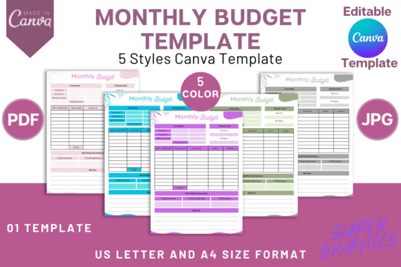 Download Monthly Budget Planner Canva Template V2 - Budget planner Collection