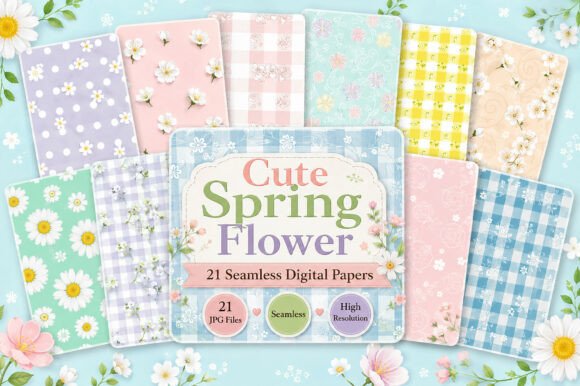 Download Cute Spring Flower Digital Patterns - Patterns Collection
